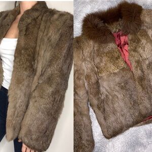 Vintage Genuine Rabbit Fur Short Car Coat 60s